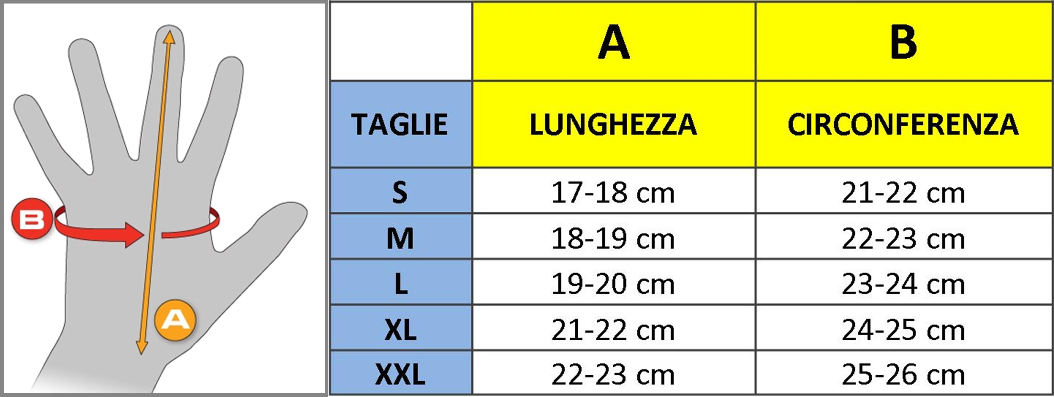 Tabella taglie guanti cheap